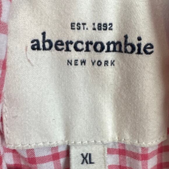 Abercrombie Boys Lightweight Cotton Button Up Shirt Pink Gingham Check Size XL - Picture 7 of 8